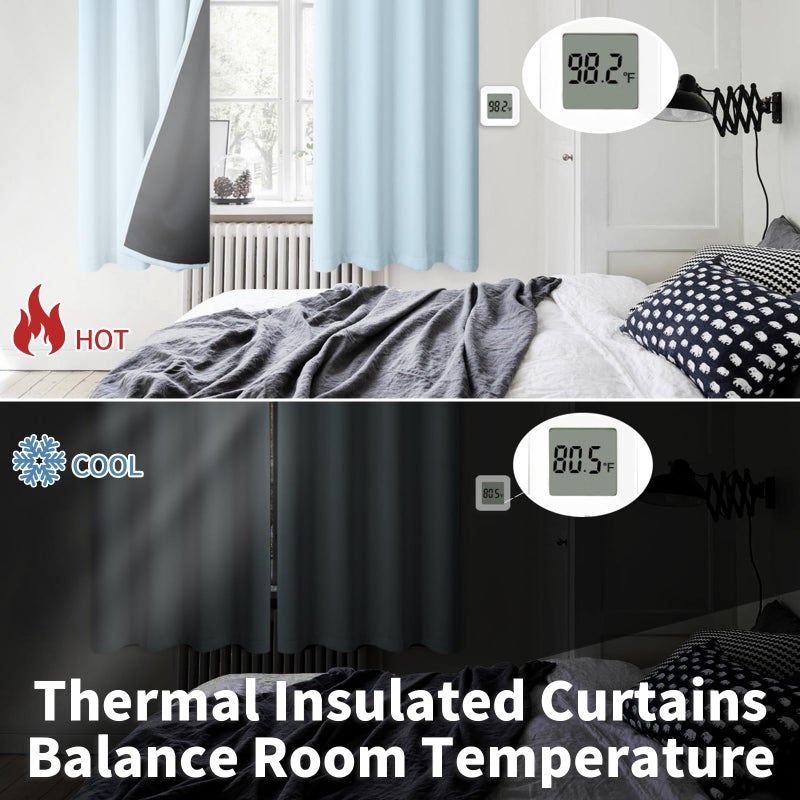 BGment بئسة الطفل الأزرق 100 ٪ الستائر اللفاتية لغرفة نوم الحضانة 72 بوصة الطول 2 لوحات حرارية معزولة الكامل إلقاء الضوء على الضوضاء الستائر إلغاء ضوضاء لغرفة الأطفال 52 بوصة لكل منهما - Image 4