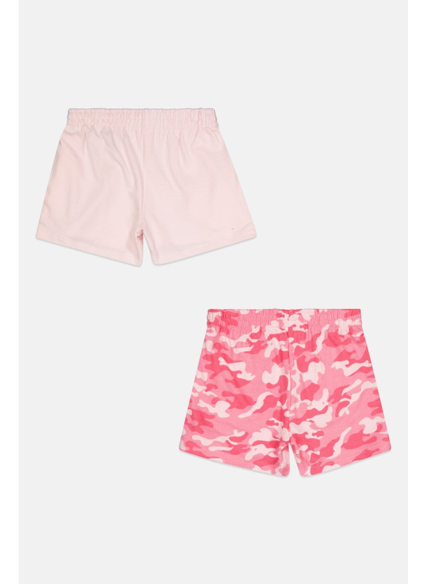 DKNY Sport Kids Girl 2 Pcs Sportswear  Fit Outdoor Shorts, Pink Combo  - Image 2