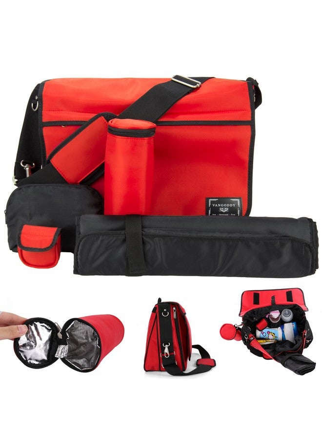VanGoddy's Unisex Diaper Messenger Crossbody Bag and Kit (Red) - Image 1