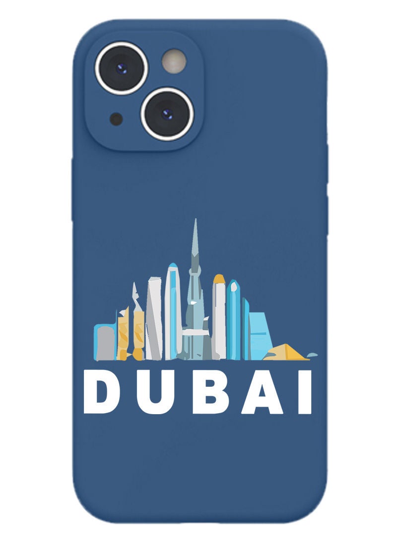 Theodor Protective Slim Fit Case Liquid Silicone Cover with Full Body Protection Anti-Scratch Shockproof Case For iPhone 13 Blue  - DXB Airport - Image 1