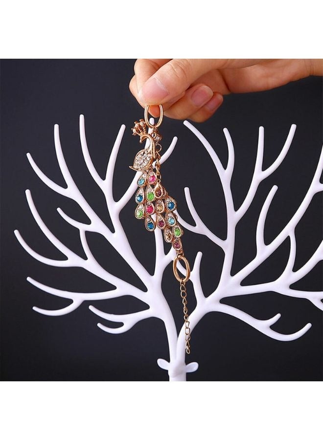 Tree Shape Jewelry Holder for Necklace Storage Plastic Jewelry Display Stand for Earrings Bracelets Necklaces Jewelry Display Tray - White - Image 3