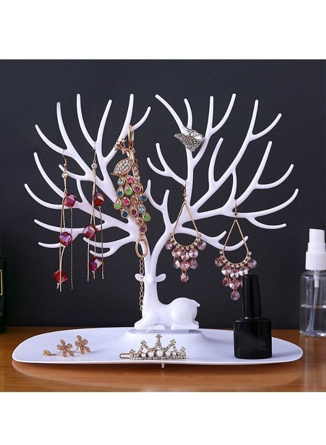 Tree Shape Jewelry Holder for Necklace Storage Plastic Jewelry Display Stand for Earrings Bracelets Necklaces Jewelry Display Tray - White - Image 2