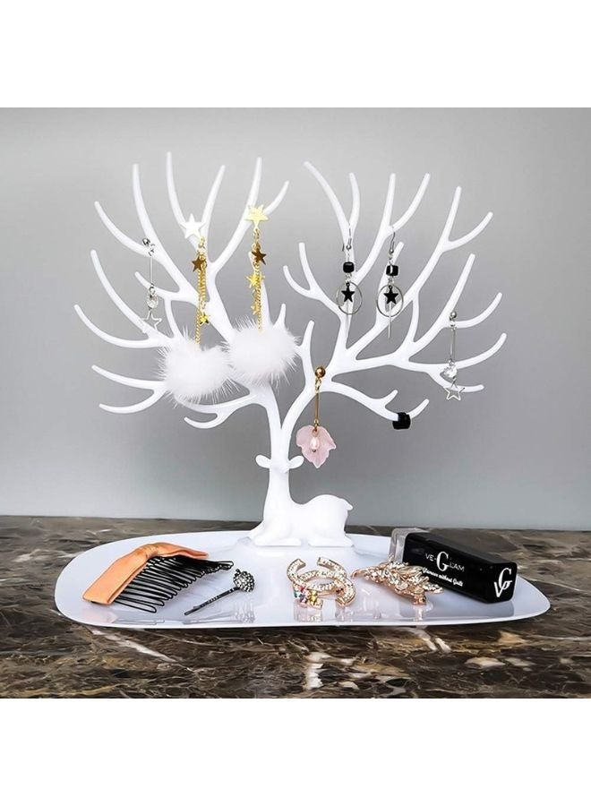 Tree Shape Jewelry Holder for Necklace Storage Plastic Jewelry Display Stand for Earrings Bracelets Necklaces Jewelry Display Tray - White - Image 5
