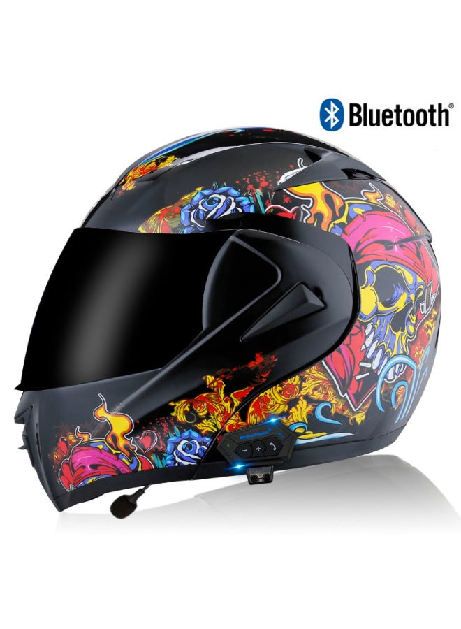 Men's Open-Face Bluetooth Electric Motorcycle Helmet, 3C Certified, Gloss Black with Tinted Visor