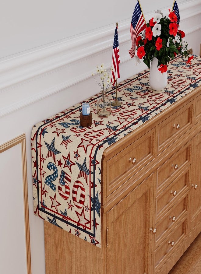 Siilues 4th of July Table Runner, 250 Anniversary USA Table Runner Blue Red Stars America Memorial Day Patriotic Decorations 1776 250th Anniversary Merchandise Home Party Decor Table Decorations 13x108 Inch - Image 3