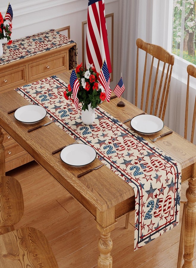 Siilues 4th of July Table Runner, 250 Anniversary USA Table Runner Blue Red Stars America Memorial Day Patriotic Decorations 1776 250th Anniversary Merchandise Home Party Decor Table Decorations 13x108 Inch - Image 4