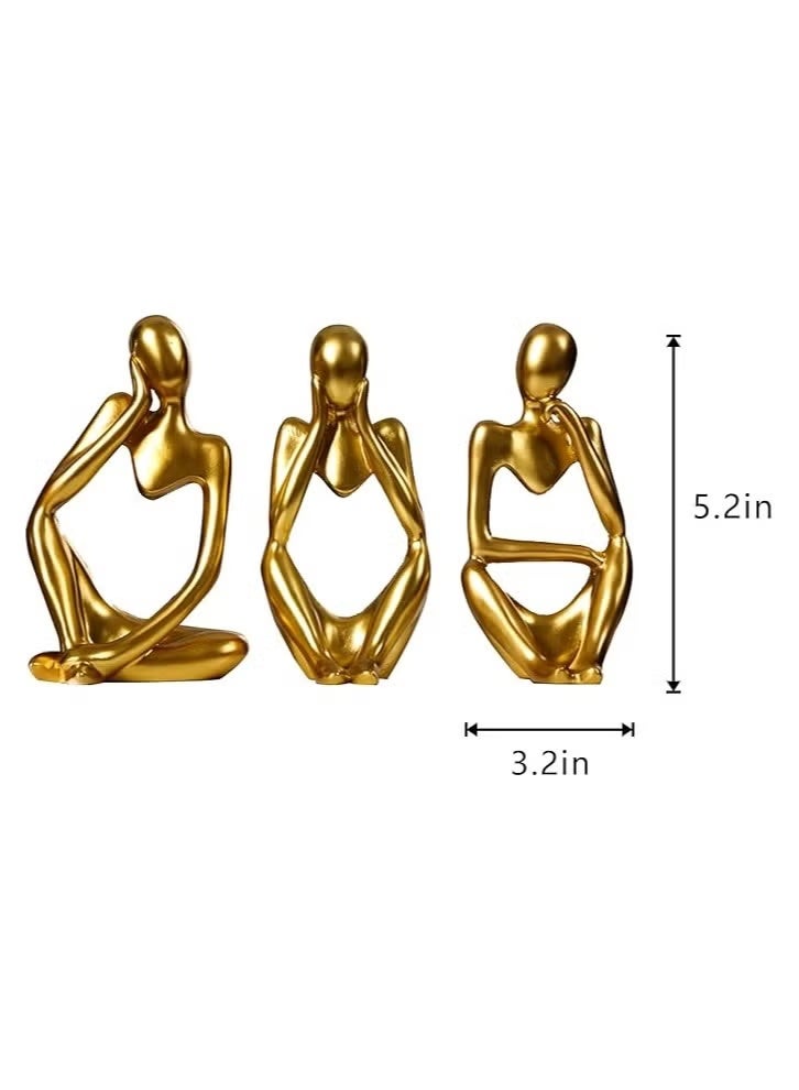 Golden Thinker Statue, Abstract Sculptures For Home Decor, Modern Resin Statues, Golden Ornaments For Bookshelf, Coffee Table, Shelf, Desktop, Office Decor, Collectible Art Statues - Image 4