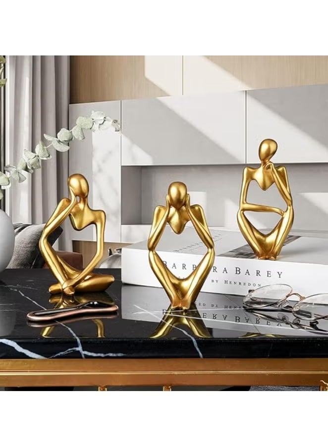 Golden Thinker Statue, Abstract Sculptures For Home Decor, Modern Resin Statues, Golden Ornaments For Bookshelf, Coffee Table, Shelf, Desktop, Office Decor, Collectible Art Statues - Image 3