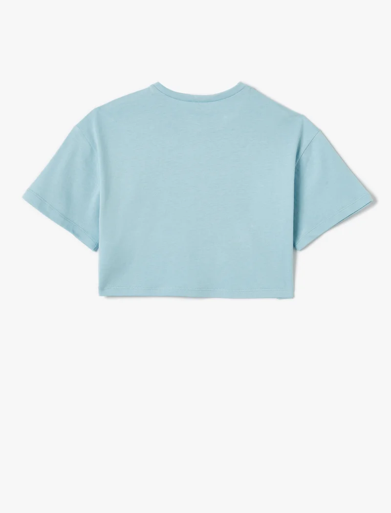 كوتون Crew Neck Printed Crop T-Shirt