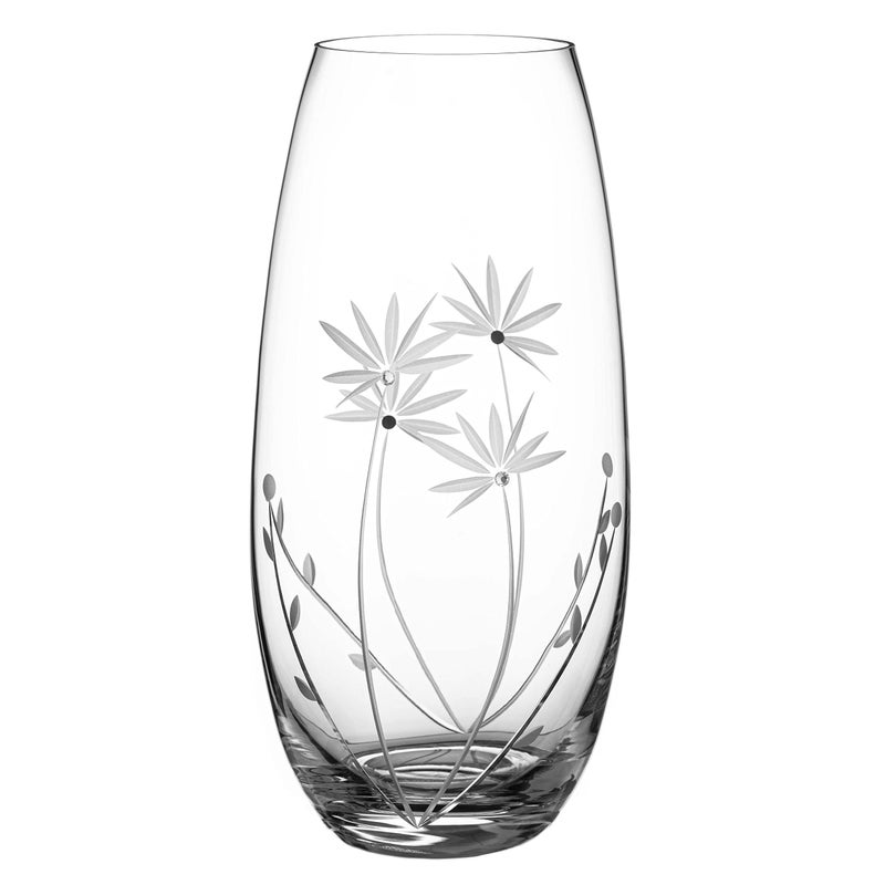 DIAMANTE Swarovski Barrel Shaped Crystal Vase Bloom  Hand Cut Flower Decoration with Swarovski Crystals  25cm