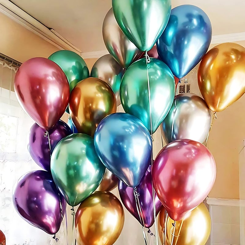 Flyloons 100 pcs Multi Color Chrome Balloons for Birthday decoration celebration Anniversary baby shower Girls Boys Men Women - Image 3