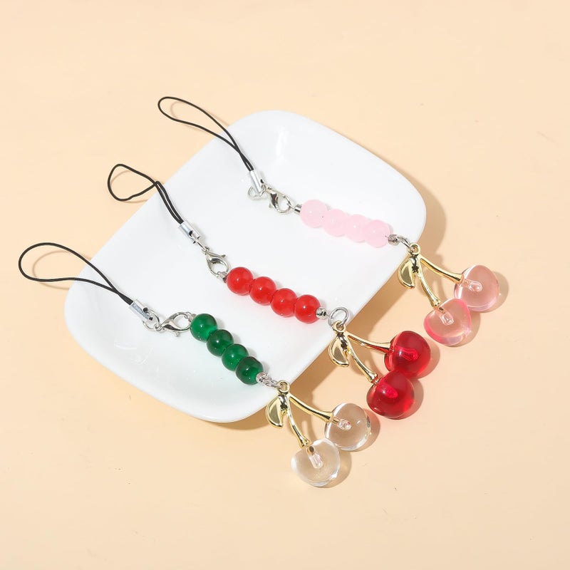 SORGERLY Cherry Beaded Phone Charms - Cell Phone Case Strap Lanyard with Lobster Clasp - Cute Bag Purse Backpack Keychain Accessories for Women (Red) - Image 5
