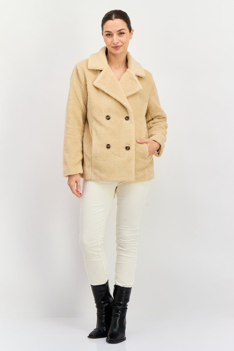 Women Textured Soft Shell Jacket, Beige