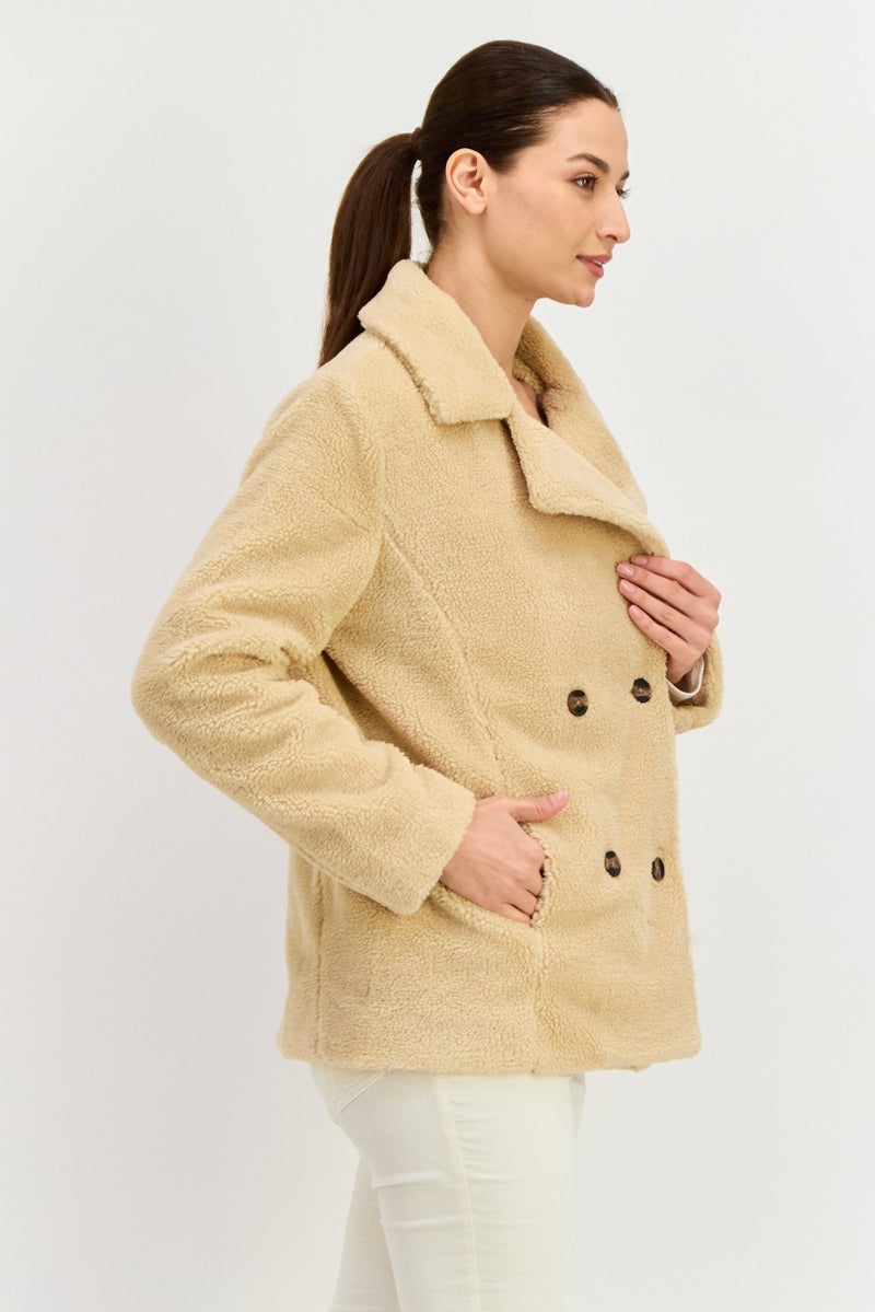 Women Textured Soft Shell Jacket, Beige