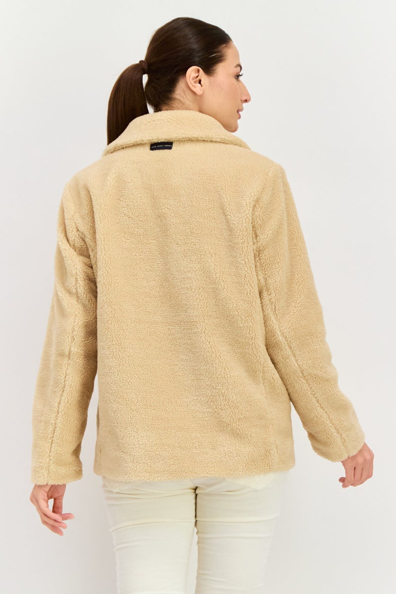 Women Textured Soft Shell Jacket, Beige