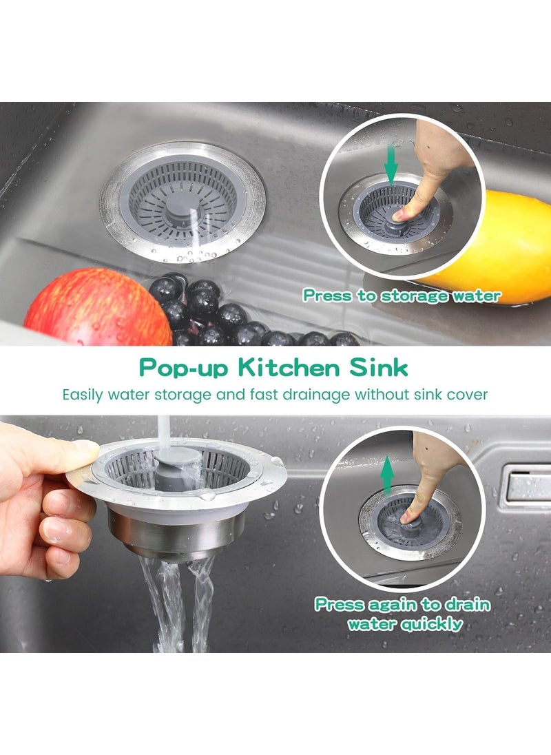 Prostuff.in Prostuff.in® 3-in-1 Pop Up Sink Strainer Drainer for Kitchen | Silver Plated Stainless Steel Stopper, Waste Filter, Rust Resistant, Leak Proof, Universal Fit, Modern Design 1Pcs  - Image 5