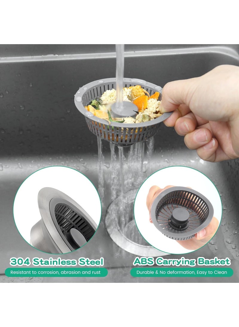 Prostuff.in Prostuff.in® 3-in-1 Pop Up Sink Strainer Drainer for Kitchen | Silver Plated Stainless Steel Stopper, Waste Filter, Rust Resistant, Leak Proof, Universal Fit, Modern Design 1Pcs  - Image 2