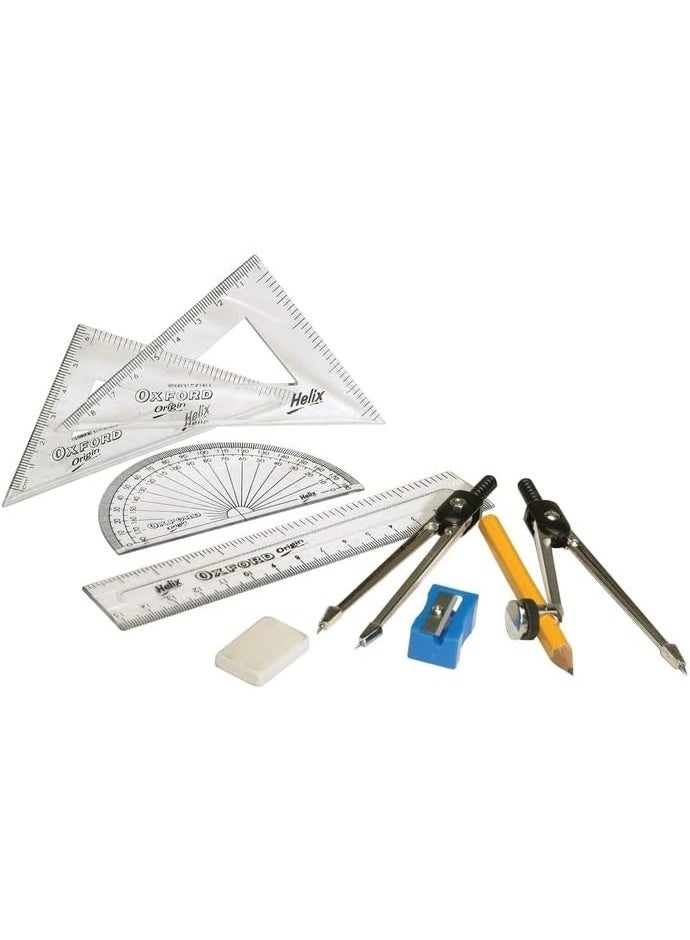 Helix Oxford Geometry Maths Set, Red - Image 2