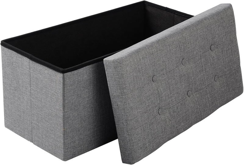 UREVO Folding Storage Ottoman Cube - Light Grey, 76 x 38 x 38 cm, 150 KG Capacity - Image 1
