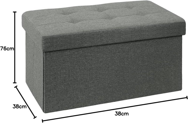 UREVO Folding Storage Ottoman Cube - Light Grey, 76 x 38 x 38 cm, 150 KG Capacity - Image 3