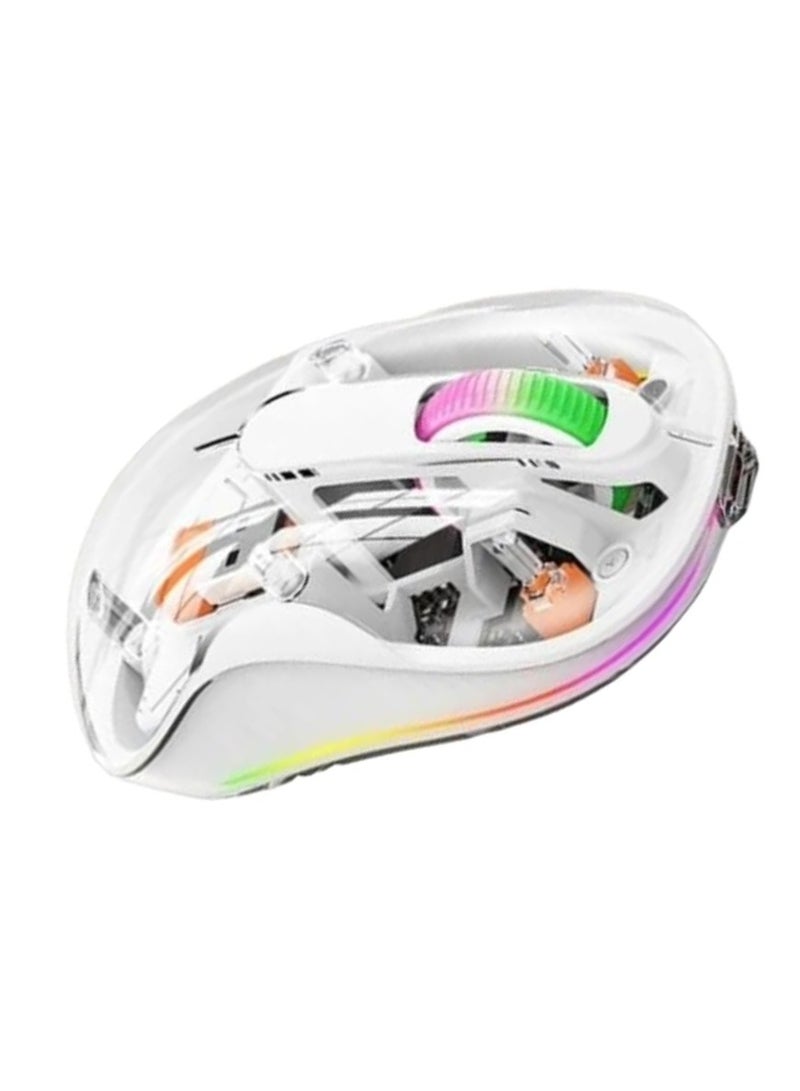Nexahive Transparent Wireless Mouse M333, Silent Design, Type C Charging Port, USB, 10m Distance, BT5.1, 2.4GHz/BT1/BT2 with two receivers, 5V 500mA,800 DPI/1200 DPI/1600 DPI/2400 DPI, RGB lights - Image 1