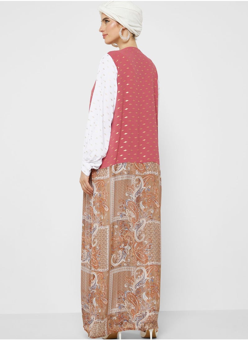 Khizana - Puff Sleeve Abaya With Sheila - Image 1