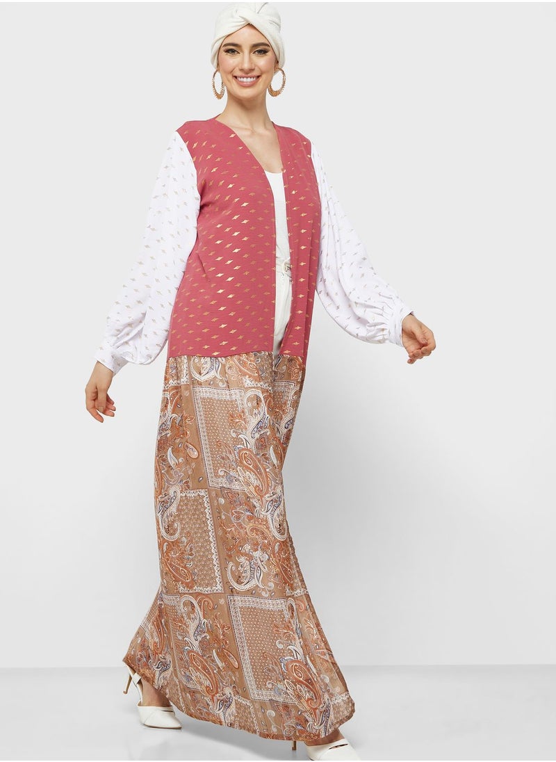 Khizana - Puff Sleeve Abaya With Sheila - Image 1