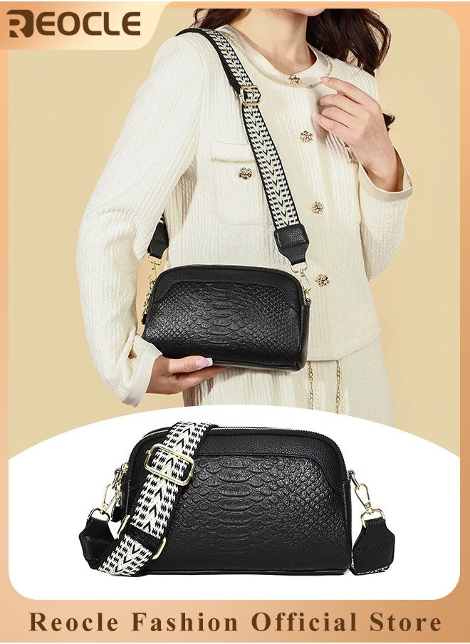 REOCLE Women's Shoulder Bag Leather Handbag Small Crossbody Bags Purses with Wide Adjustable Strap & Premium Fabric Leather Shoulder Handbags Wallet  - Image 1