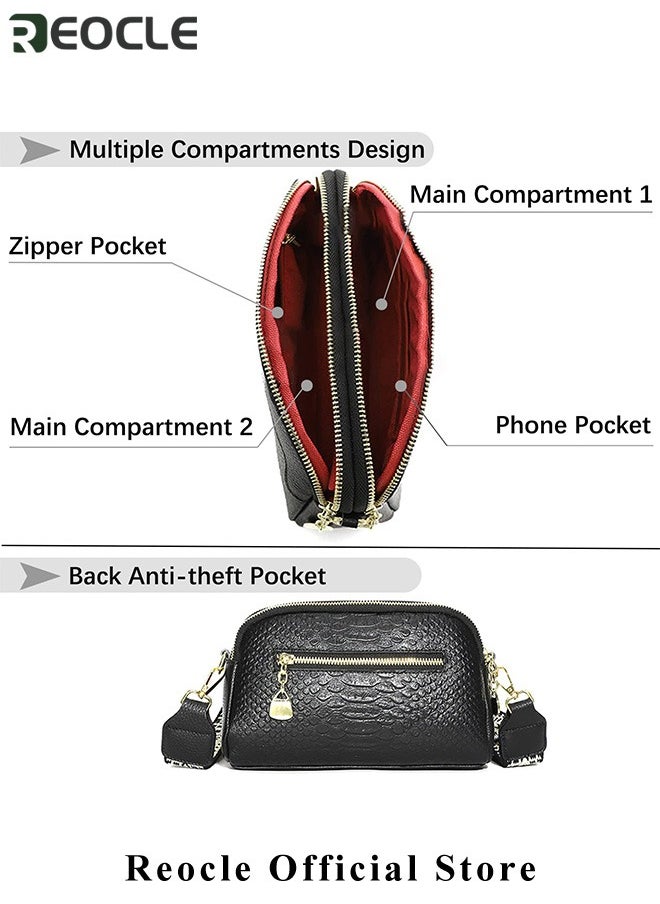 REOCLE Women's Shoulder Bag Leather Handbag Small Crossbody Bags Purses with Wide Adjustable Strap & Premium Fabric Leather Shoulder Handbags Wallet  - Image 4