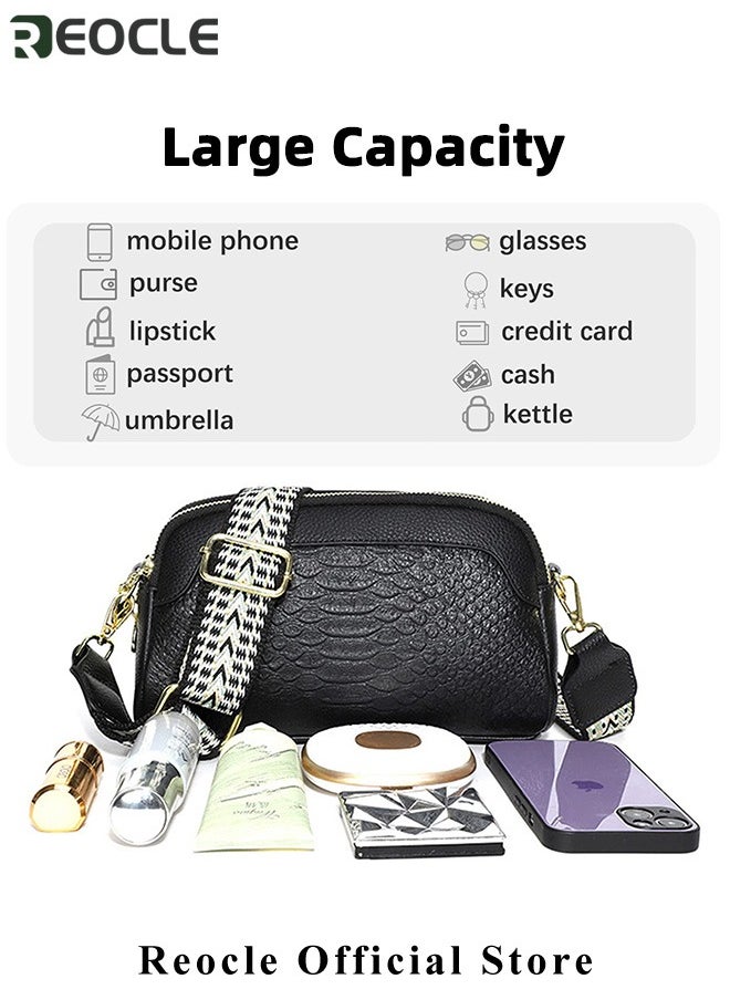 REOCLE Women's Shoulder Bag Leather Handbag Small Crossbody Bags Purses with Wide Adjustable Strap & Premium Fabric Leather Shoulder Handbags Wallet  - Image 5