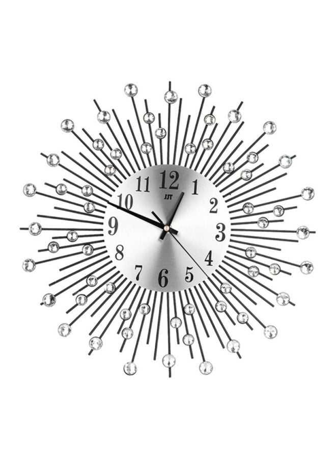 OUTAD Personalized Sunburst Wall Clock Silver 38x6x38cm - Image 2