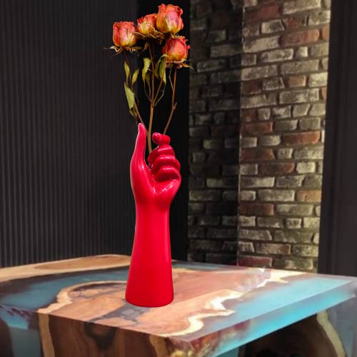 MARINER'S CREATION Set of Two Premium vase for Home Decor, Office Decor and Gift Color-Black red size-7x7x25,5 cm - Image 4