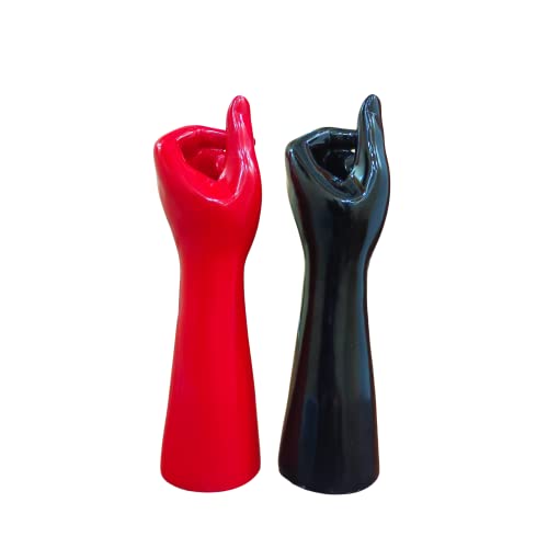 MARINER'S CREATION Set of Two Premium vase for Home Decor, Office Decor and Gift Color-Black red size-7x7x25,5 cm - Image 3