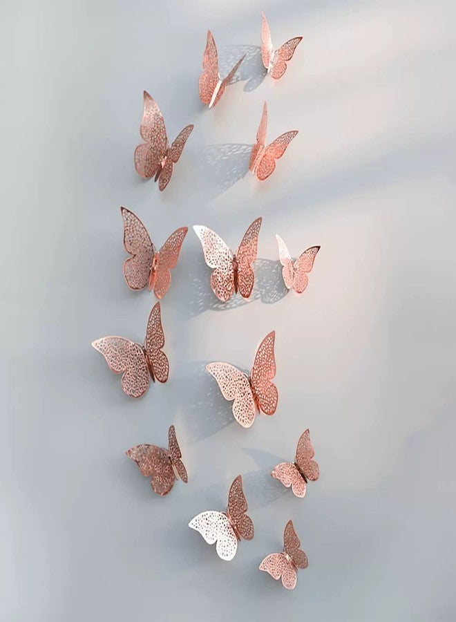 KRIAA ENTERPRISE 3D Butterfly Wall Stickers: Perfect for Bedrooms, Living Rooms, and Kids' Rooms - Cake Decoration Stickers - 3D Wall Stickers (Rosegold) - Image 1