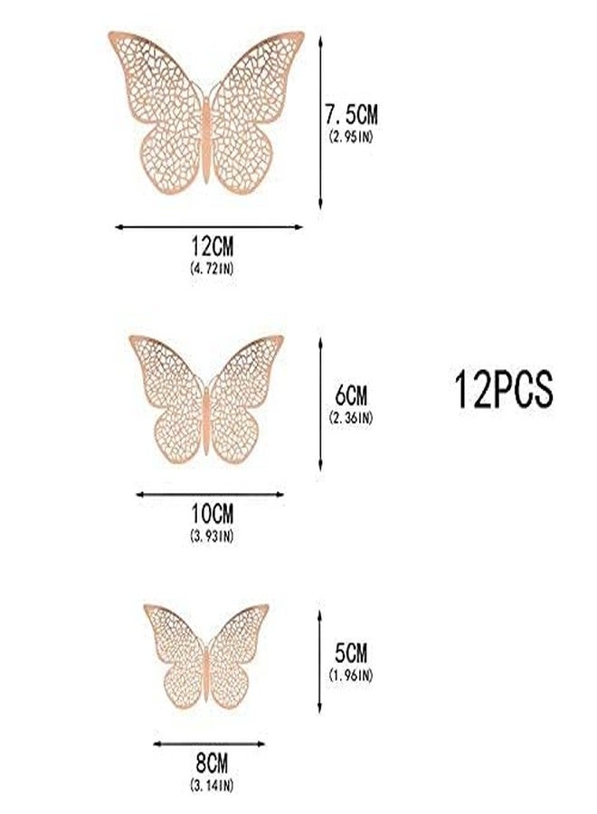 KRIAA ENTERPRISE 3D Butterfly Wall Stickers: Perfect for Bedrooms, Living Rooms, and Kids' Rooms - Cake Decoration Stickers - 3D Wall Stickers (Rosegold) - Image 3
