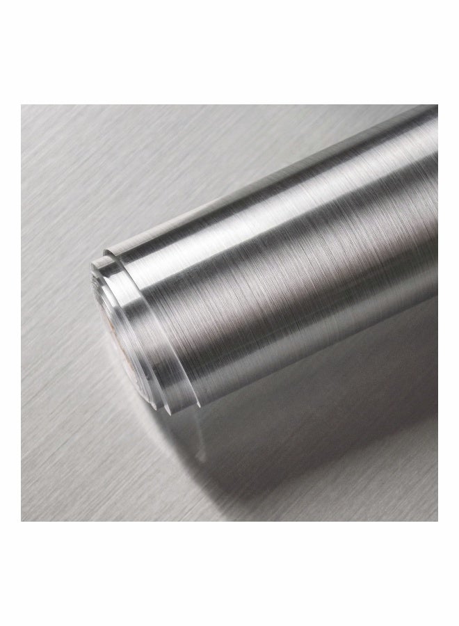 ورق جدران فضي قابل للإزالة واللصق، ورق لاصق فضي معدني، ورق جدران بمظهر معدن الفضة، ورق جداري من الفولاذ المقاوم للصدأ ذاتي اللصق، أدوات تزيين خزائن دو-it-yourself. - Image 1