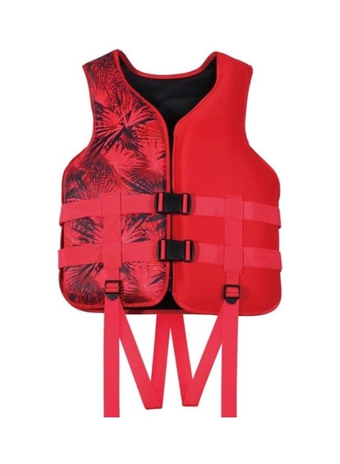 REBENUO Professional Super Soft Neoprene Swimming Life Jacket Large 60-75kg - Red - Image 1