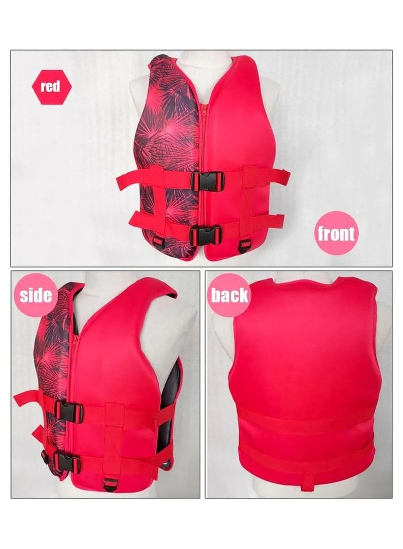 REBENUO Professional Super Soft Neoprene Swimming Life Jacket Large 60-75kg - Red - Image 4