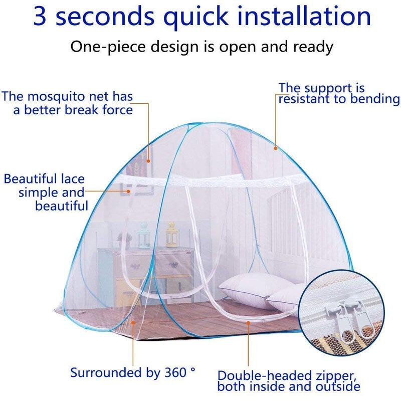 Sterling Mosquito Net for Bed King Size, Double Bed Mosquito net, Machardani for Double Bed, Mosquito net Queen Size Bed, Foldable Mosquito Net Blue. - Image 5