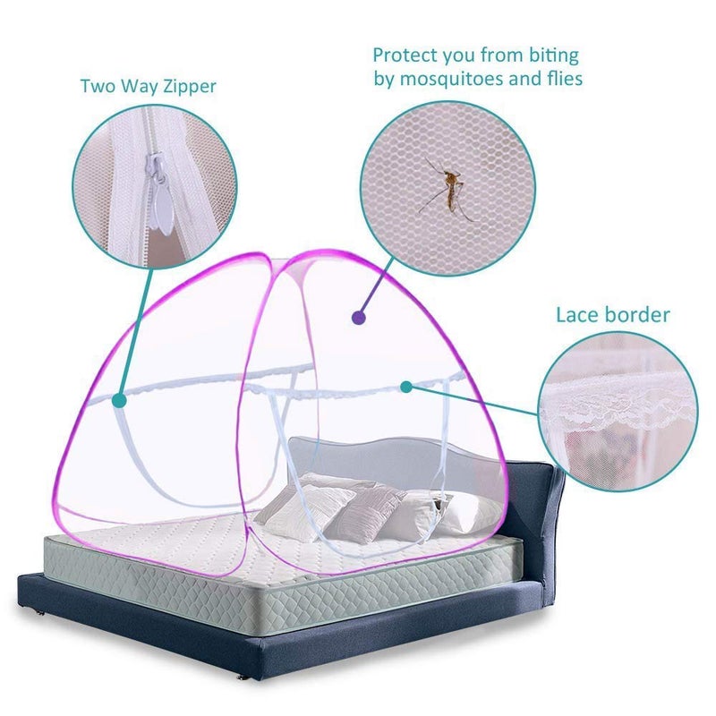 Sterling Mosquito Net for Bed King Size, Double Bed Mosquito net, Machardani for Double Bed, Mosquito net Queen Size Bed, Foldable Mosquito Net Blue. - Image 4