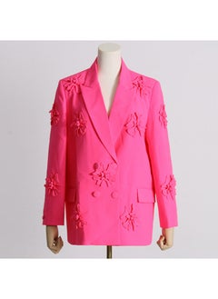 Arabest 2024 new fashion brand double-breasted three-dimensional flower stitching suit high waist flared pants two-piece women's clothing 