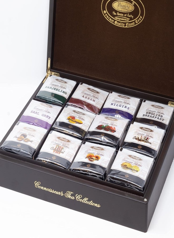 Premiers Connoisseur Collection Handcrafted Wooden Tea Gift Box with 12 Assorted Pure and Flavoured Tea Bags - 180 Cups | 360 Grams | Wooden Gift Box Series - Image 3