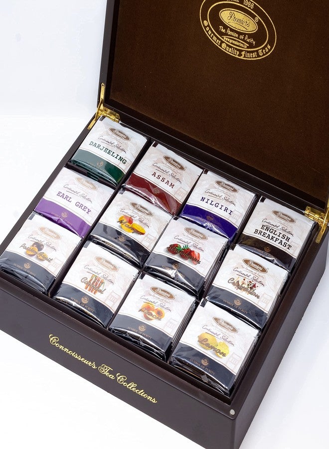 Premiers Connoisseur Collection Handcrafted Wooden Tea Gift Box with 12 Assorted Pure and Flavoured Tea Bags - 180 Cups | 360 Grams | Wooden Gift Box Series - Image 5