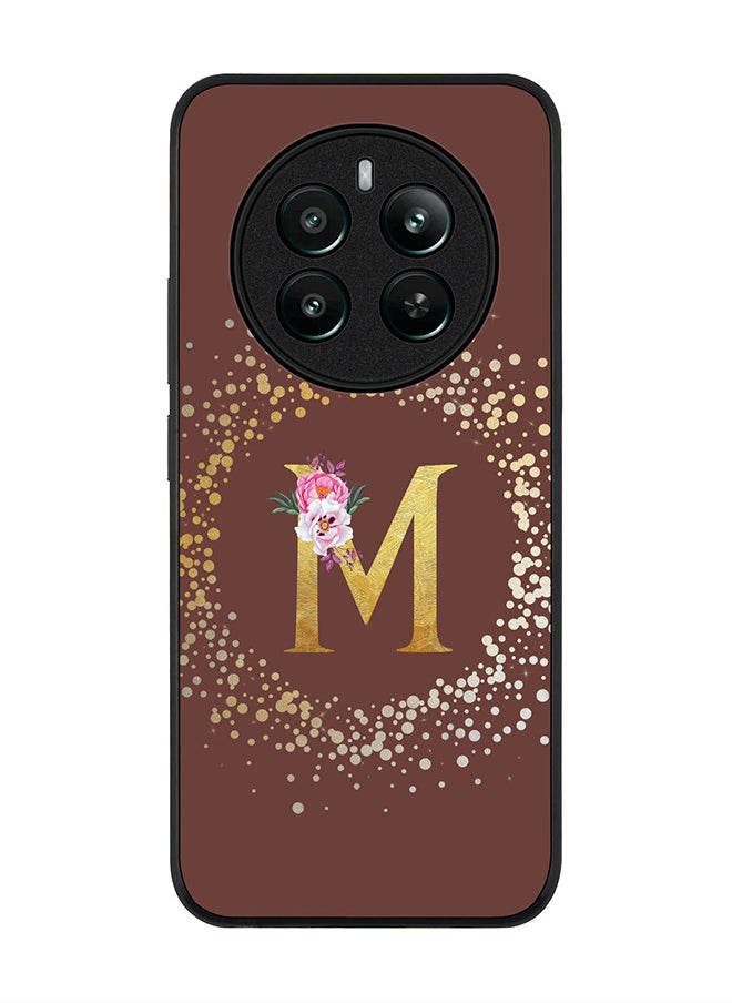 Rugged Black edge case for Realme 12 Plus 5G / Realme 12 4G, Slim fit Case Cover - Custom Monogram Initial Letter Floral Pattern Alphabet - M (Brown ) - pzsku/Z3B3ED2101B4995ABB1FEZ/45/_/1725356394/054832ad-106f-422a-9b70-e69fab0e14da