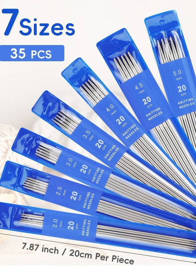 Aeelike 2 Set Double Pointed Knitting Needles Set, Circular Knitting Needles Set, Short and Long Stainless Steel Knitting Needles with Large-Eye Needles Stitch Markers Safety Pin Knitting Supplies - Image 4