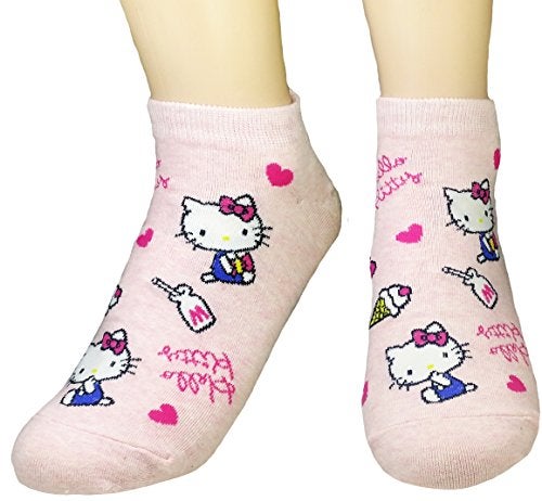 JJMax Women's Hello Kitty Cute Cotton Blend Ankle Socks Set, Milk Kitty, One Size - Image 3