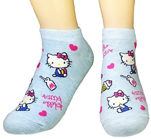 JJMax Women's Hello Kitty Cute Cotton Blend Ankle Socks Set, Milk Kitty, One Size - Image 4