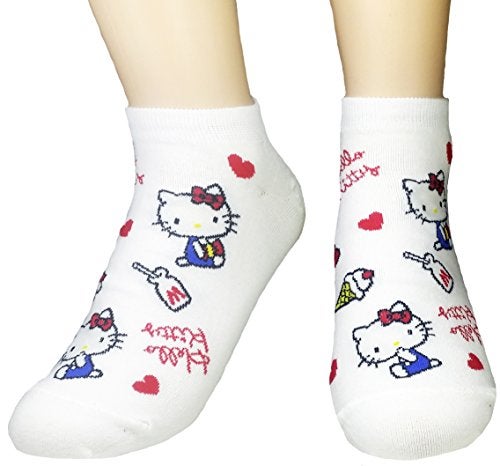 JJMax Women's Hello Kitty Cute Cotton Blend Ankle Socks Set, Milk Kitty, One Size - Image 5