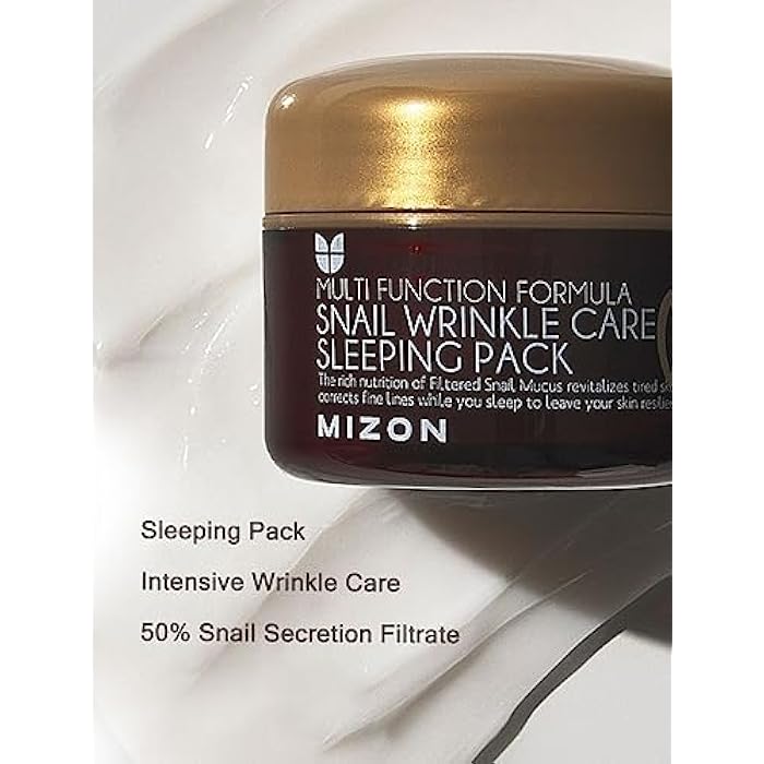 MIZON Snail Wrinkle Care Sleeping Pack Snail Mucin Nourishing mask with Adenosine Shea Butter Overnight Firming Mask for Damaged Skin Fine Line (2.7 FL oz) - Image 4