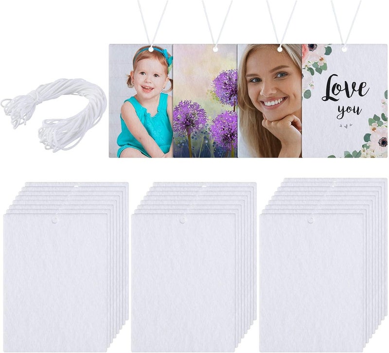 20PCS Sublimation Air Freshener Blanks Felt Sheets with Elastic Rope for Car, Home, Bathroom DIY Hanging Scented Car Fresheners & Decor, Air Freshener Blanks for Sublimation with 20 Pieces Bags - Image 1